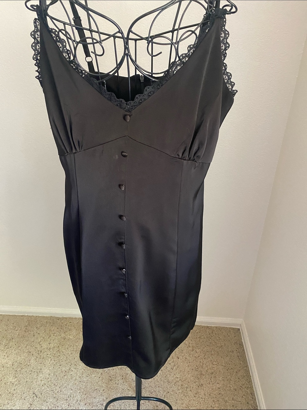 Little Black Dress Studio 19 Black Slip Dress with Lace